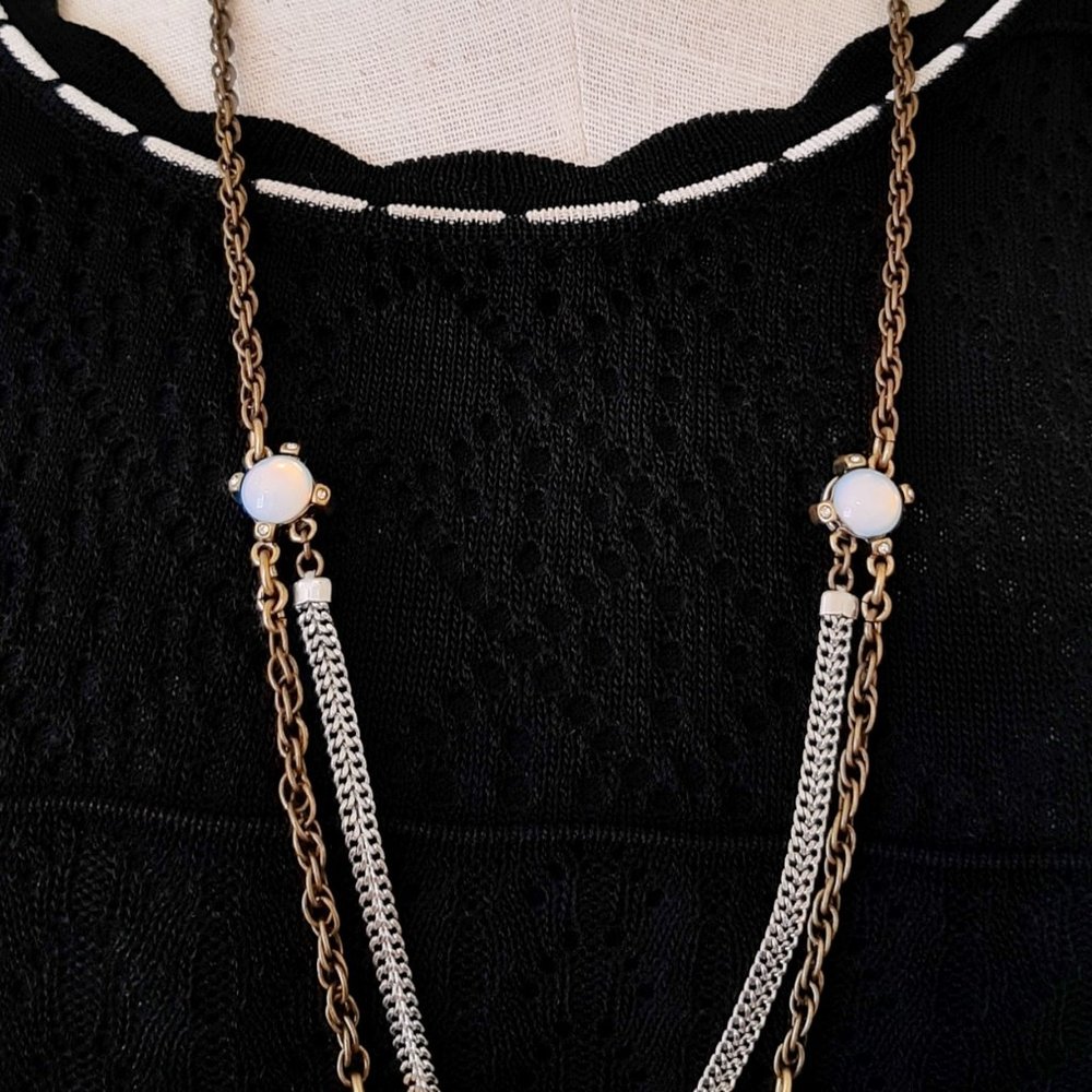 Loft Long Rhinestone Statement Necklace - image 5